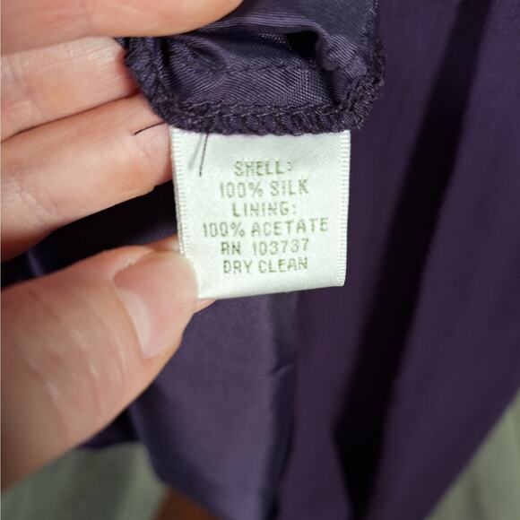 NWT $240 Donna Morgan Purple Silk Cocktail Dress, 14, Sleeveless with Pleating - Picture 8 of 8